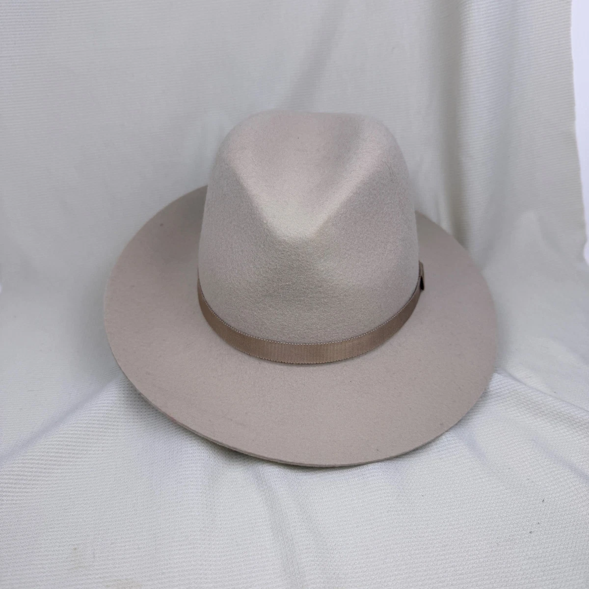 Wyeth Beige Wool Fedora Hat Wide Brim OS Casual cowgirl festival fall neutral Made by Minga | Unisex Fedora Rancher Hat | Handmade | Taupe  main image 3