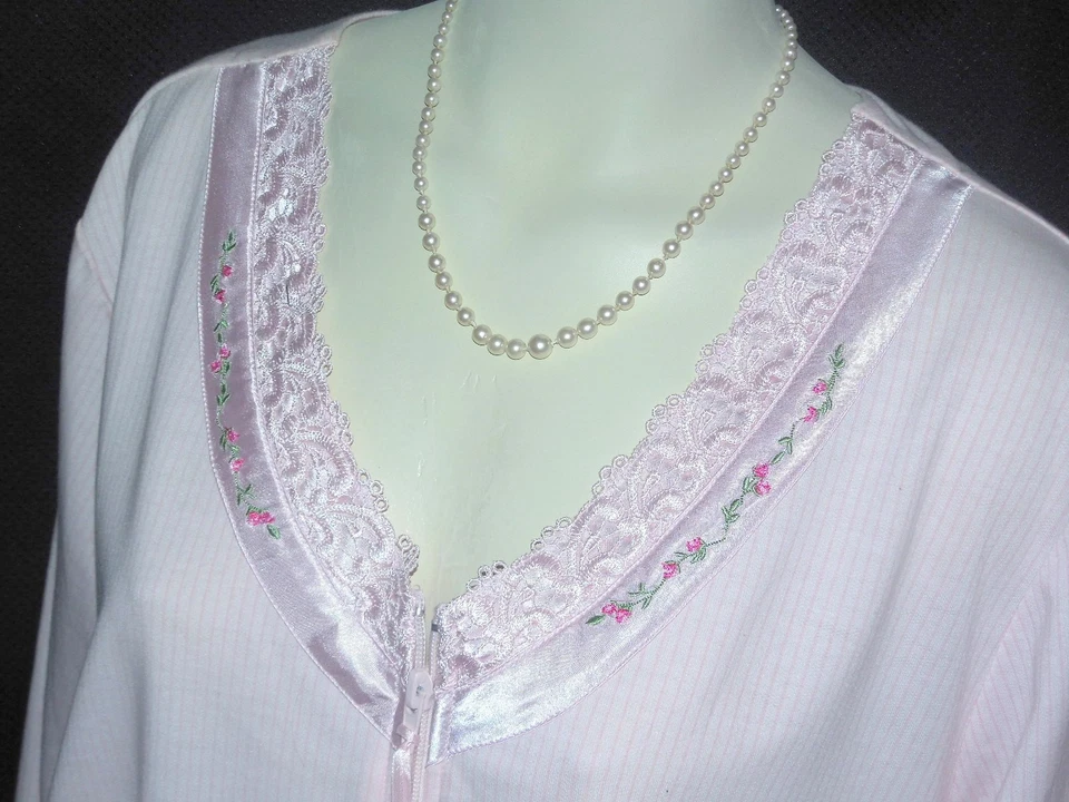 NUEVO SECRET TREASURES 2X BUSTO 52" ROSA TEJIDO ALGODÓN/POLIÉSTER L S BATA BOLSILLO NUEVO SIN ETIQUETAS Foto 2 de 4