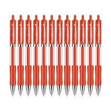 Classic Retractable Gel Roller Pens, 0.7mm Fine Point, Red Ink (Red - 12 Packs)