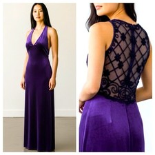 NWT Vintage Jessica McClintock GUNNE SAX Purple Velvet Evening Gown - Size 7/8