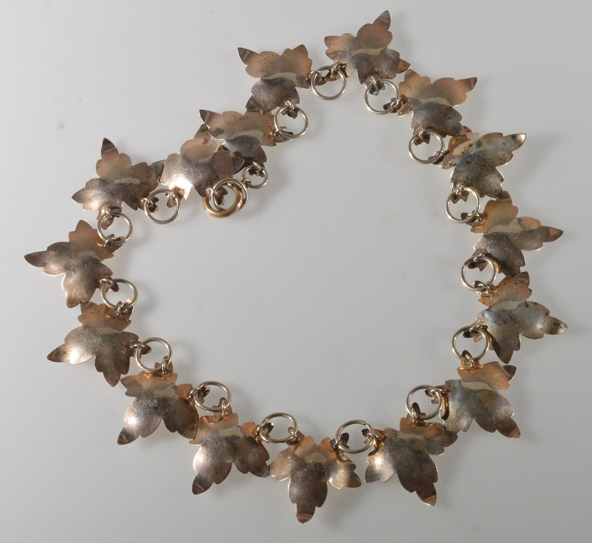 ANTIQUE VICTORIAN STERLING MAPLE LEAVES NECKLACE C.1890 View 5