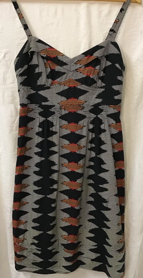 Jag темно-синий и оранжевый узор трапециевидный платье размер 10 - Изображение 2 из 4