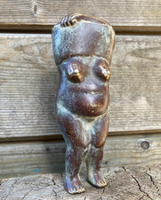 16cm Bronze Metall mollige Frau Dame Büste Brüste Busen Akt Figur Statue