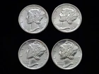 1935, 1936, 1937 & 1939 Mercury Silver Dimes NICE!