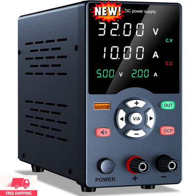 Fuente de alimentación CC, 30 V 10 A, fuente de alimentación variable con botón