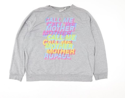 RuPaul x Primark Damen Sweatshirt grau Grafik L 14/16 Baumwollmischung