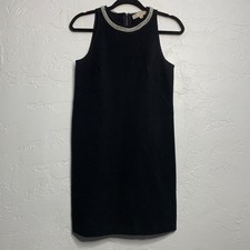 LOFT Black Pearl Neckline Sleeveless Dress Womens 2 glam event occasion party