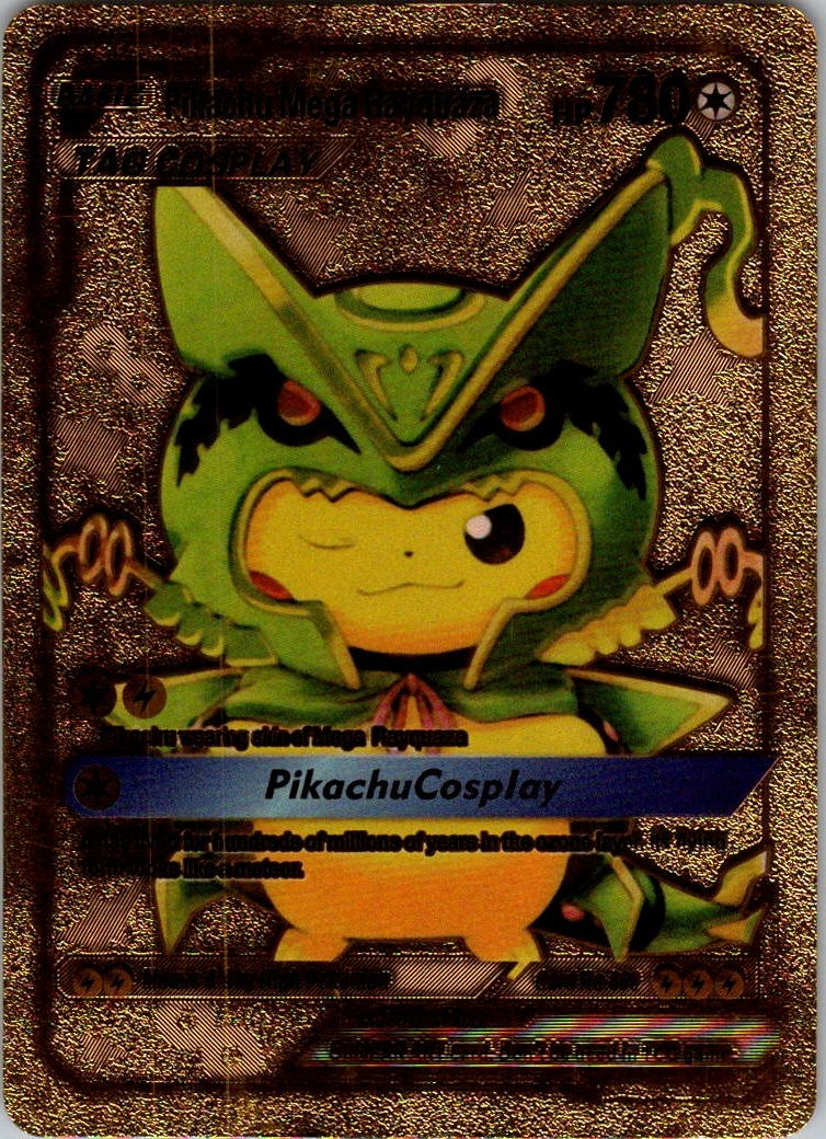 Pikachu Mega Rayquaza Gold Foil Fan Art Card | eBay