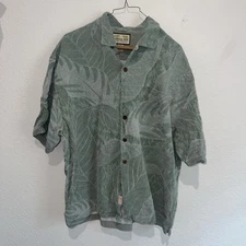 Jamaica Jaxx Hawaiian Silk Shirt Mens Size XL Aloha Tropical Island Casual Green