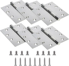 6-Pack 4.5 inch X 4.5 inch Heavy Duty Commercial Door Hinge Thickened, with Sile