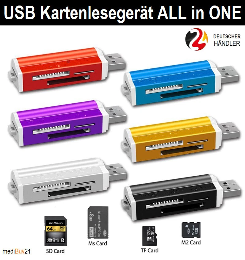 USB Kartenleser Speicherkarten Stick Lesegerät Memory Karten Micro SD MMC M2 USB - Bild 2 von 3