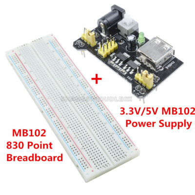 Solderless Power Supply Module 3.3/5V+ Mb102 Breadboard Bread Board Pcb 830Poi