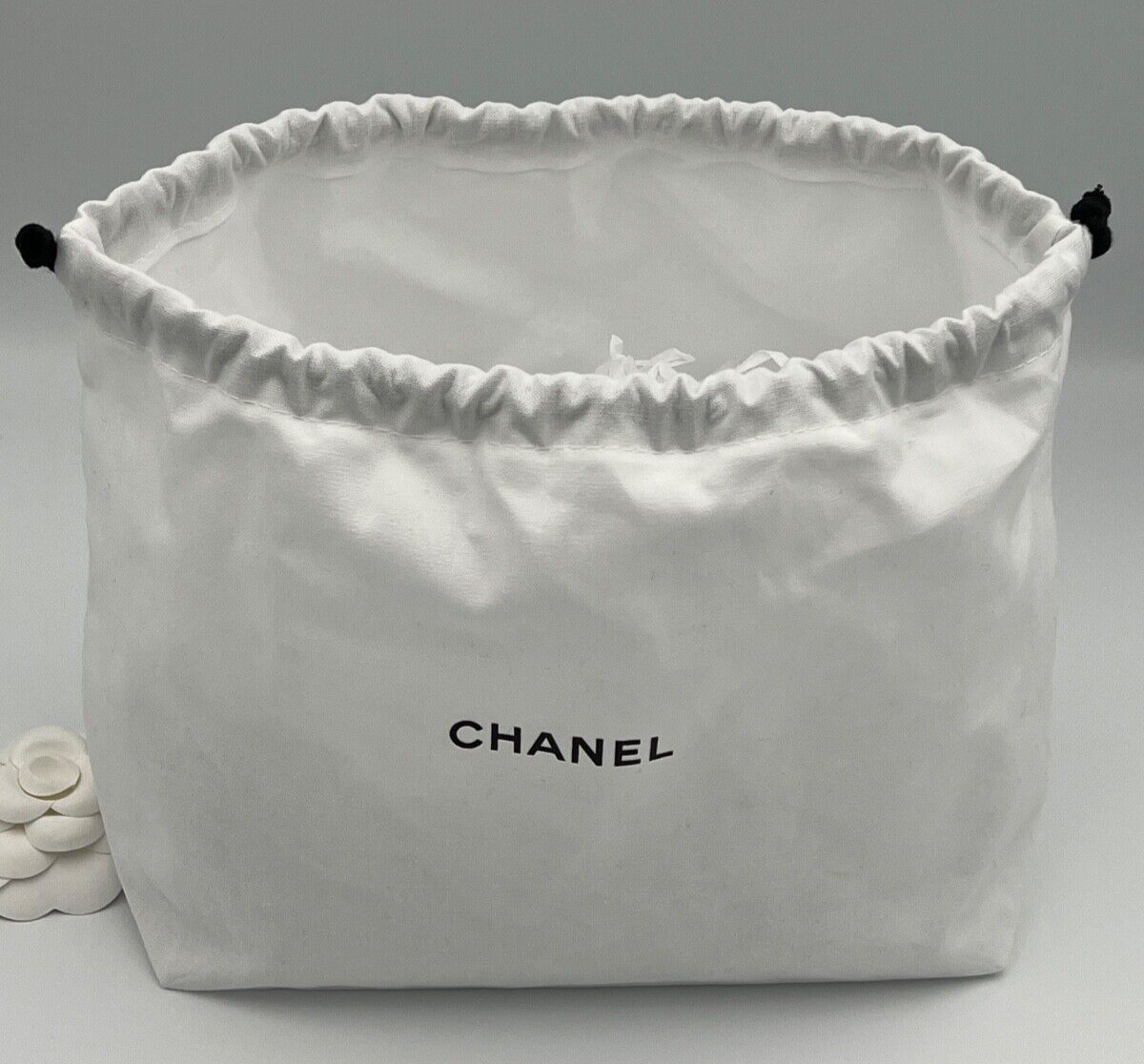 CHANEL Drawstring White Cotton Pouch 8W X 5D X 7H | eBay
