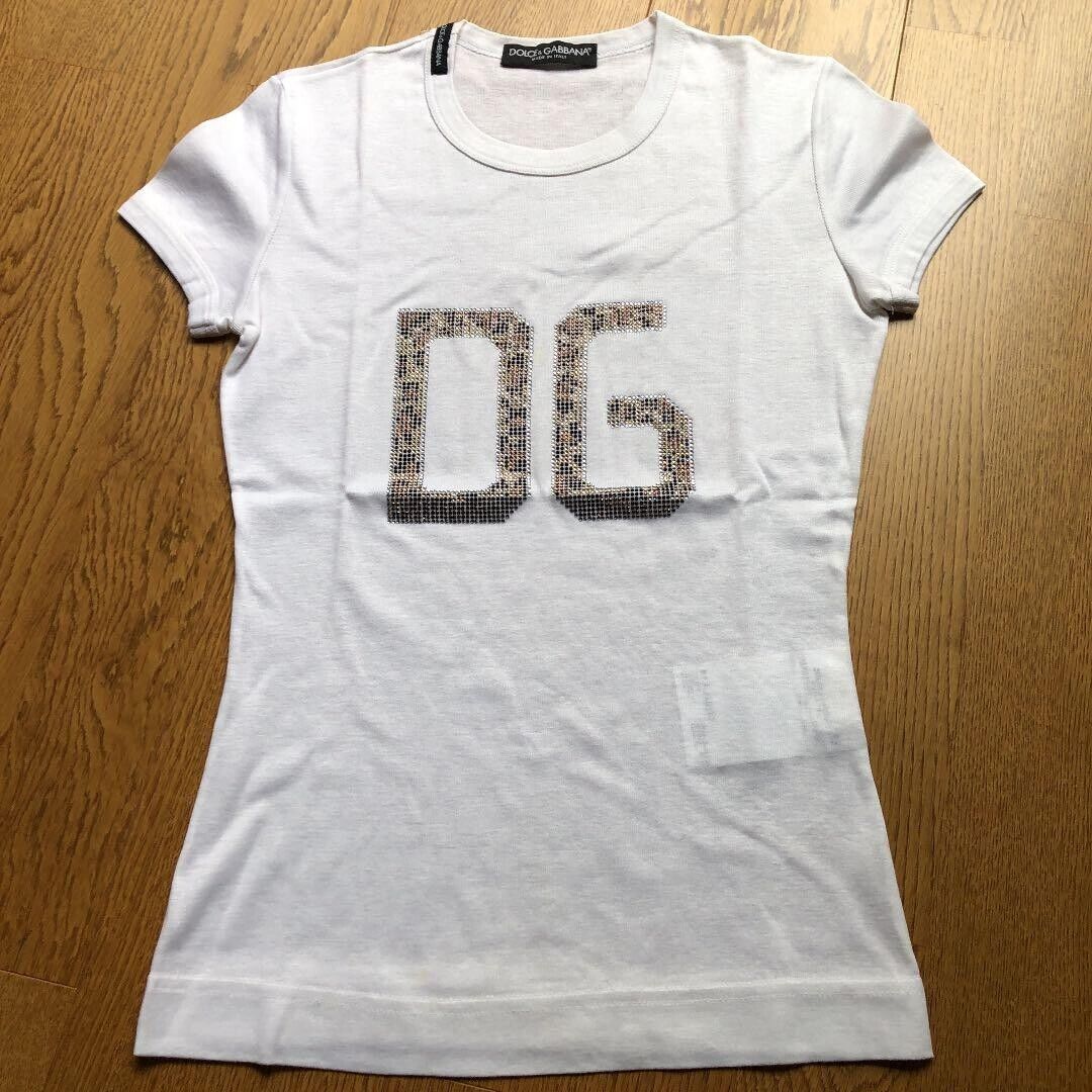 DOLCE & GABBANA D&G Rhinestone DG Logo T-shirt Tops Women DOLCE & GABBANA D&G Rhinestone DG Logo T-shirt Tops Women
