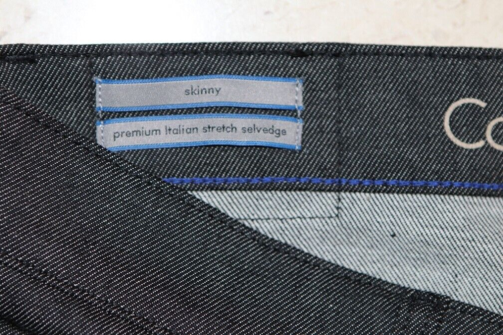 Calvin Klein CK Italian Stretch Selvedge Denim Skinny Fit Jeans Black NEW 33x30 image 6
