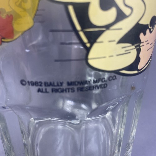 Taza de cristal vintage 1982 Pac Man & Ghosts juego arcade taza cerveza Stein Bally Midway - Imagen 3 de 4