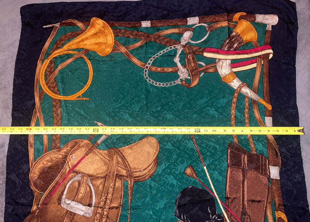 vintage RALPH LAUREN 100% silk scarf Equestrian print Horse