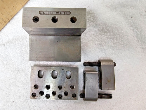 1-2-3 Fixture Block Angle Plate w/ Toe Clamps ⅜-16 Tapped – Toolmaker Made - Picture 3 of 11