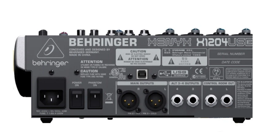 Behringer XENYX X1204USB Premium 12-Input 2/2-Bus Mixer British EQ 24Bit FX Ups# - Image 4 of 4