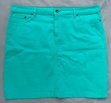 VTG LL Bean Denim A-Line 5 Pocket Skirt Caribbean Green Womens 18R EXC
