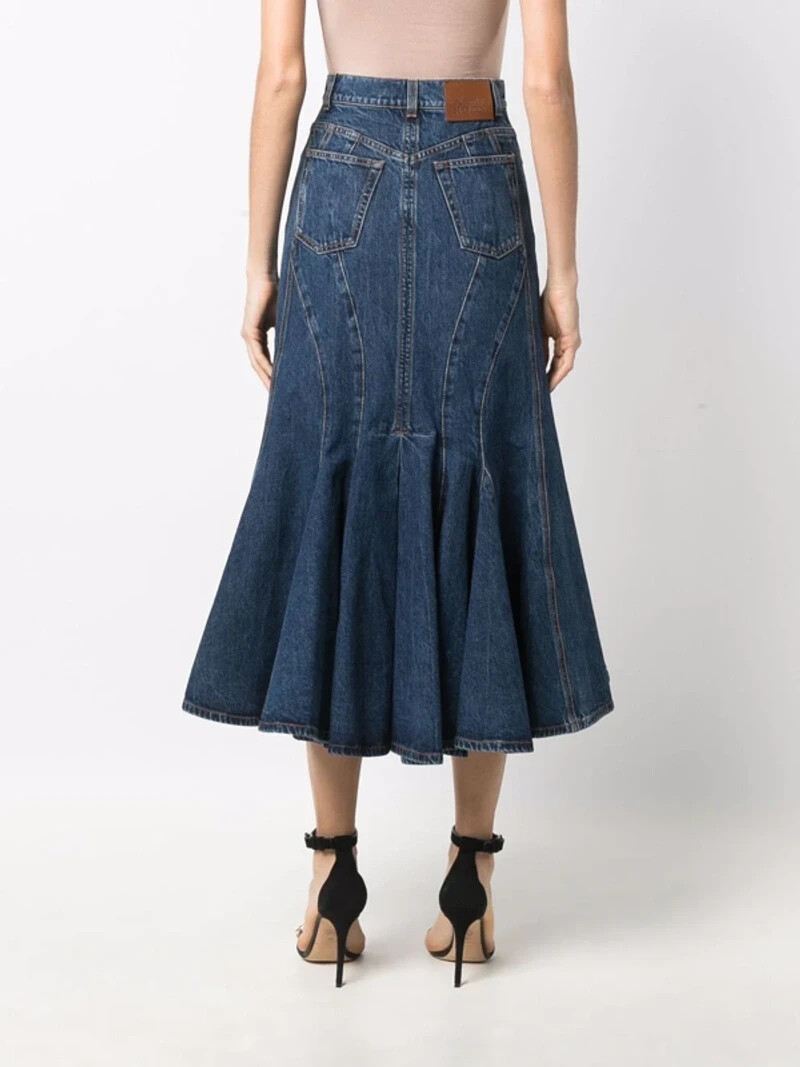スカート ALEXANDER MCQUEEN Woman Skirt Blue 752499QJACF 4100 Alexander McQueen | Gathered Midi Skirt | Skater Skirts