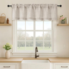 Valance for Windows, Light Filtering Faux Linen Textured Small Short Valance Kit