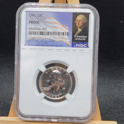 Brilliant Uncirculated 1961 Washington Quarter Proof with G. Washington auto