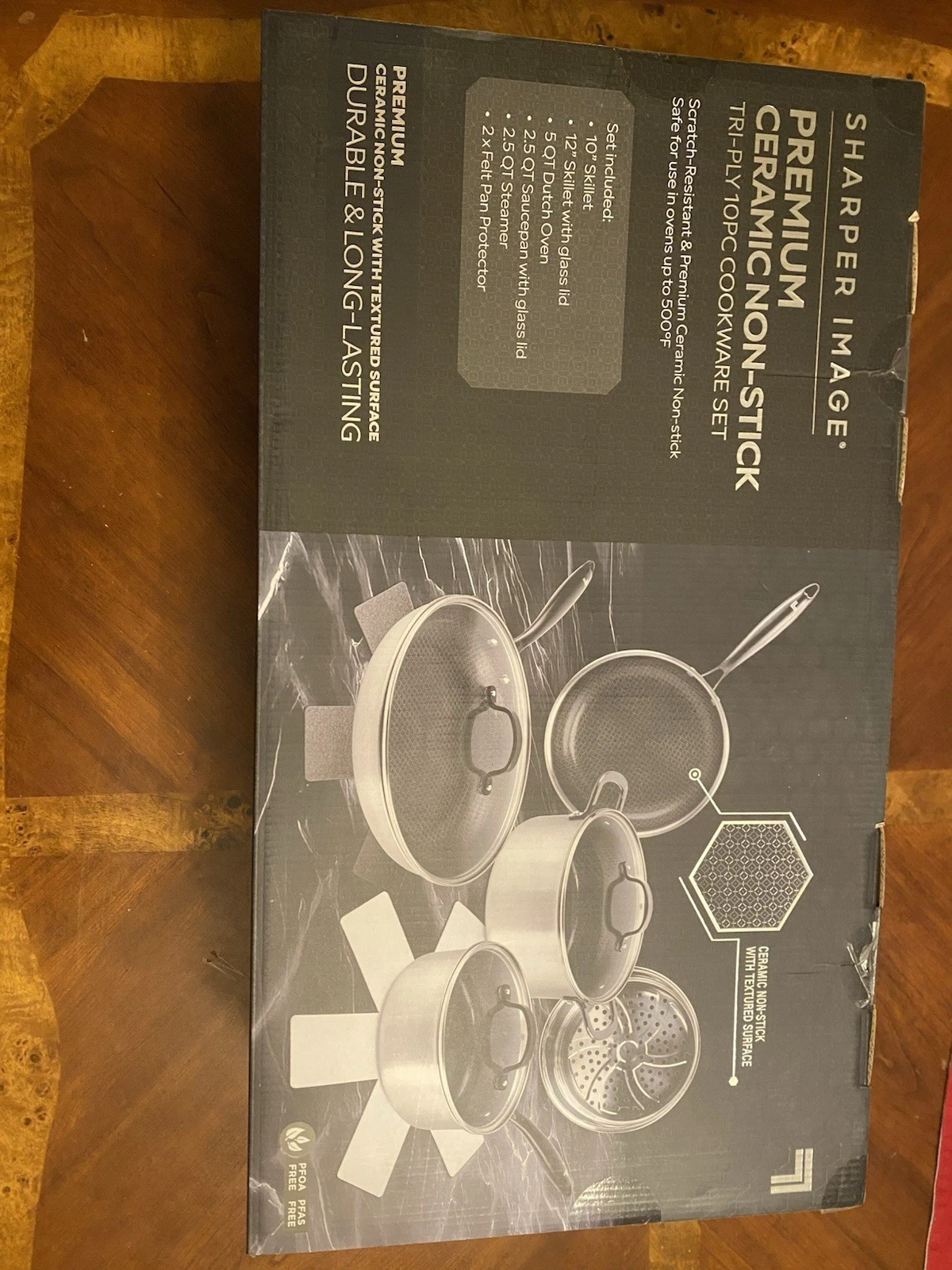 Sharper image Premium Cookware set 10pc ceramic non stick Tri-ply Stainless NIB