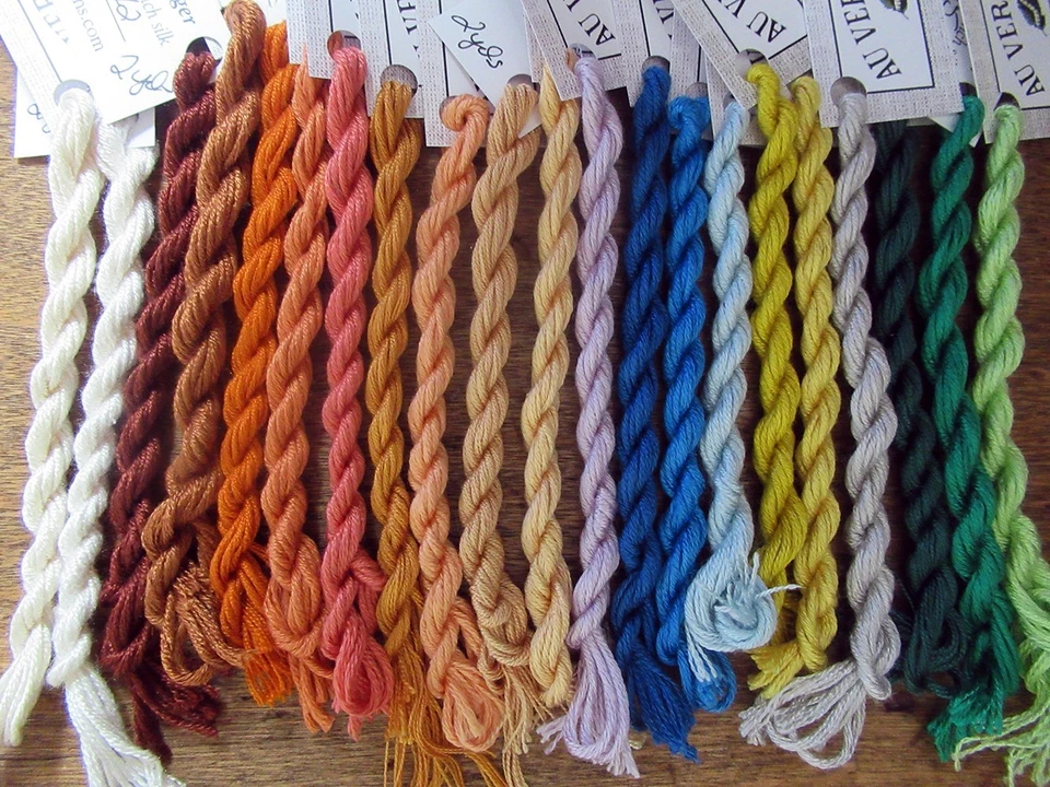 20 twists French Au Ver a Soie 7-ply silk thread floss– 2 yds each– VTG stock #2 - Image 2 of 2