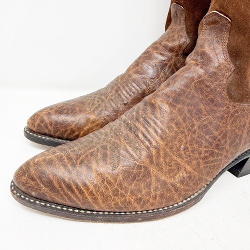 Stivali da cowboy Dan Post da uomo in pelle marrone taglia 10 D P2015 ricamati in camoscio - Foto 3 di 14