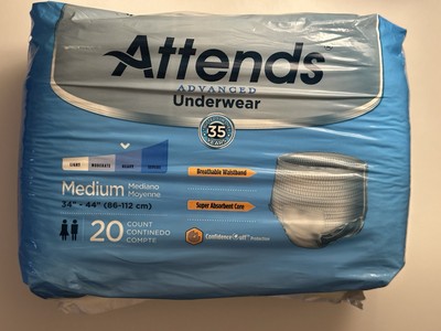 ATTENDS ADVANCED Underwear Adult Pull Up Size MEDIUM 20 Count