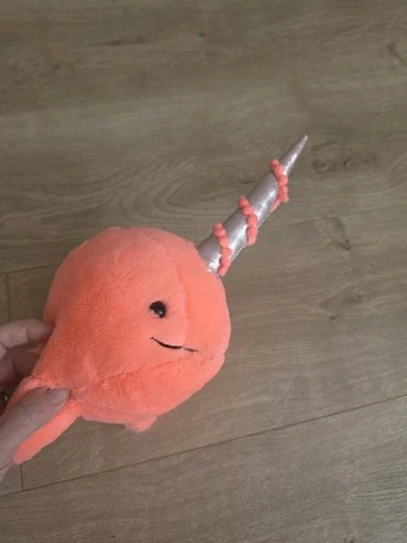 Jellycat Narwhal Coral Sea Sorbet Neon Pink Orange Plush 12" Stuffed Animal Euc