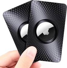 Compatible with Airtag Wallet Holder 2 Pack,Ultra Thin Card Case Black 