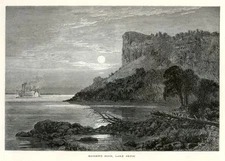 Maidens Rock, Lake Pepin, Upper Miss., Historic America, 1872 Antique Engraving