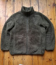Uniqlo Full Zip Sherpa Fleece Jumper Mens Size Small Dark Green Unisex Jacket