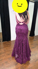 Ellie Wilde Wine Silk Lace Spaghetti Strap Maxi Dress Size 14 Regular.