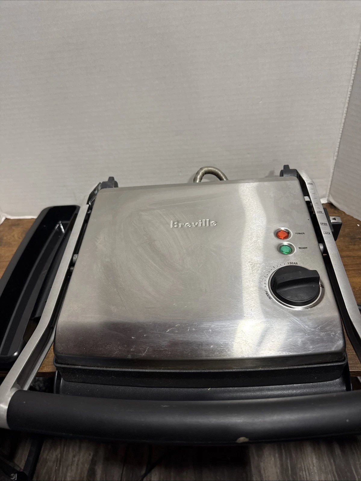 BREVILLE PANINI GRILL PRESS BGR200XL BRUSHED STAINLESS 1500W TESTED WORKS W/BOOK