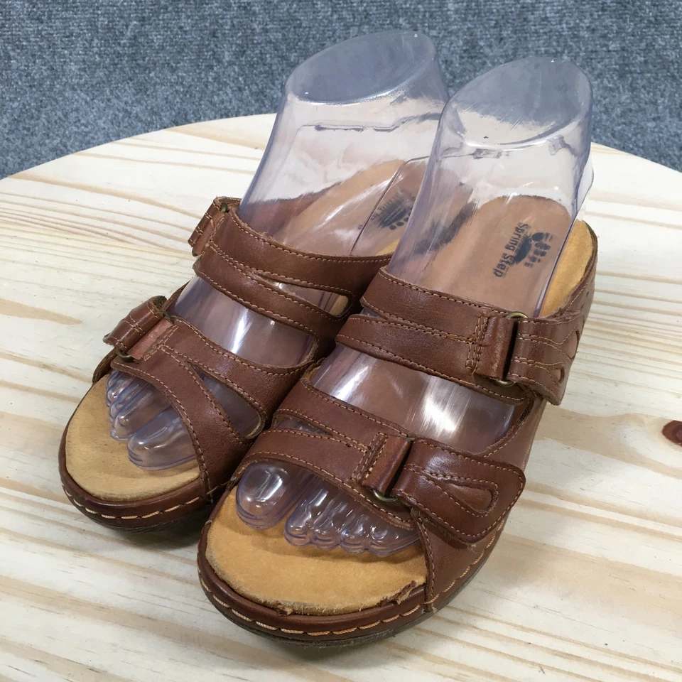 Spring Step Sandals Womens 36 Brown Sunshine Wedge Slides Leather Comfort Open - Image 3 of 4