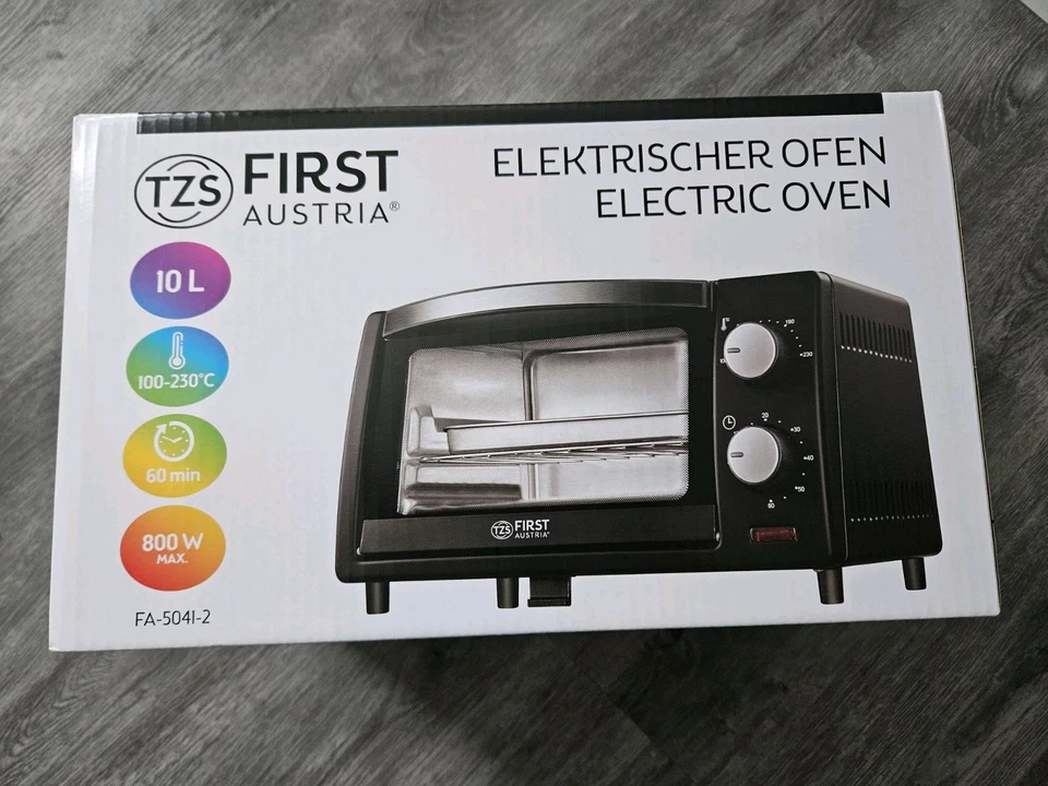 Minibackofen 10 Liter 800 Watt bis 230 Grad TZS First Austria Neu