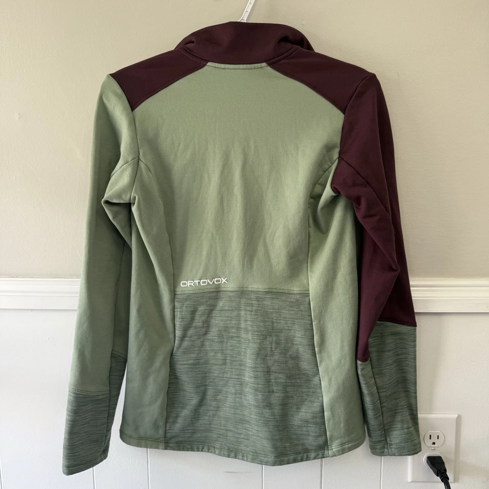 ORTOVOX Vellón Rejilla Clara Cremallera Cuello Sudadera con Capucha Lana Merino Interior Talla M Verde/Marate Foto 2 de 4