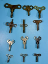 Mixed Lot of 16 Antique Vintage Clock Keys Brass Steel Horology Repair