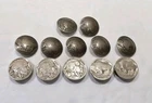 Vintage Lot Of 12 Buffalo Nickels Buttons & Button Covers