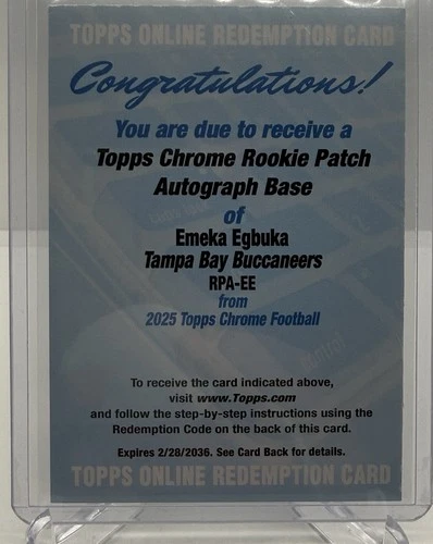 2025 Topps Chrome Emeka Egbuka Rookie Patch Autographs (RAW)