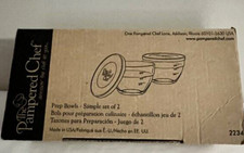 Pampered Chef 2 Cup Prep Bowls Clear Glass Set Of 2 W/ Lids #1742