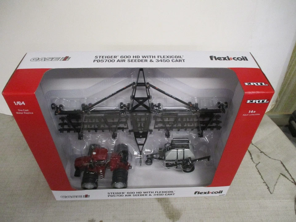 Case IH Steiger 600 HD Flexi-Coil PD5700 Air Seeder & 3450 Cart Toy Set, 1/64 - Image 2 of 4