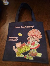 Strawberry Shortcake Navy Canvas Tote Bag for a Child Small Wallet