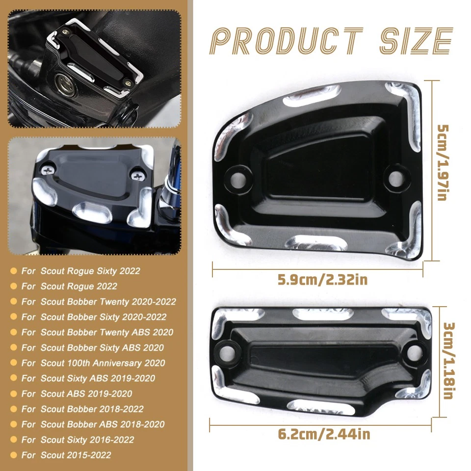 Tapa de líquido de cubierta de cilindro maestro de freno delantero trasero para Indian Scout Sixty 2015-22 Foto 2 de 4