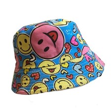 NWOT Children's Unisex Blue Simley Face Bucket Hat