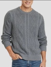 NEW Goodfellow  Co. Men's Crewneck Cable Knit Pullover Sweater Gray - Size XL