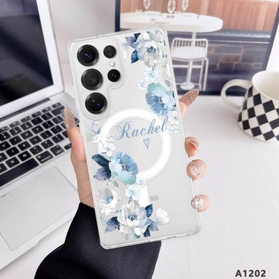 Magnetic Flowers Customized Case Crystal Clear Cover For Samsung S26 S25 A17 A07